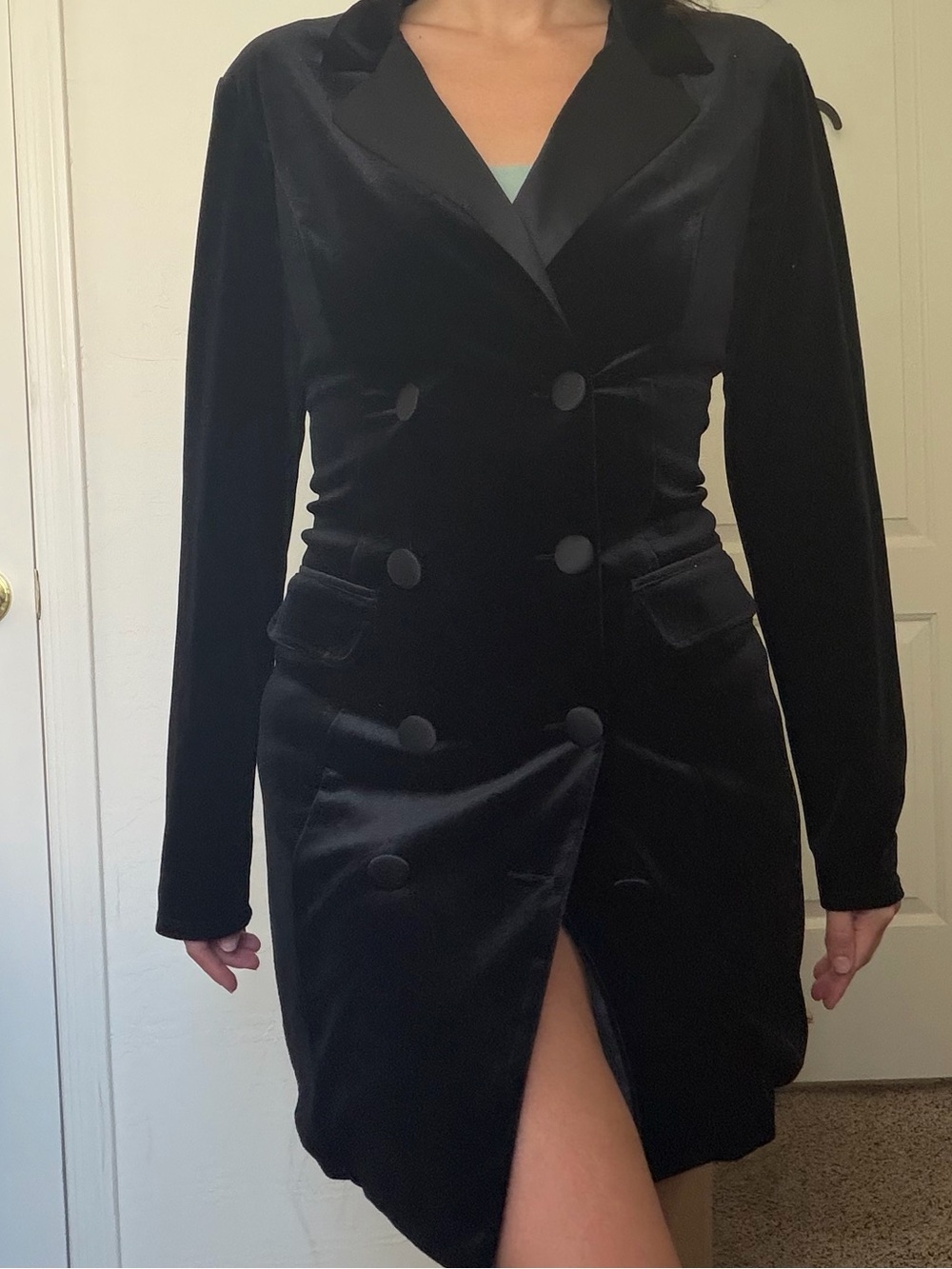 City Studio black velvet blazer dress